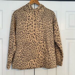 Leopard Print Hooded Sweatshirt with Kangaroo pouch. Size Small/P